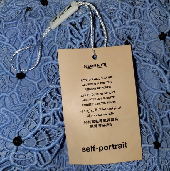 Self-Portrait Dove Blue Lace Spiral Paneled Zip-Up Mini Dress Spring Summer 0 - Picture 8 of 12